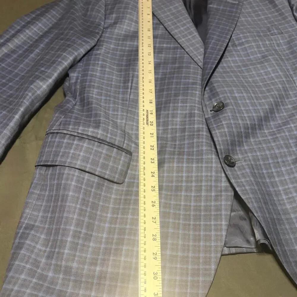 Tailored 46R Peter Millar Blue Plaid‎ 100% Wool Men's Sports Coat EUC RV: $798
